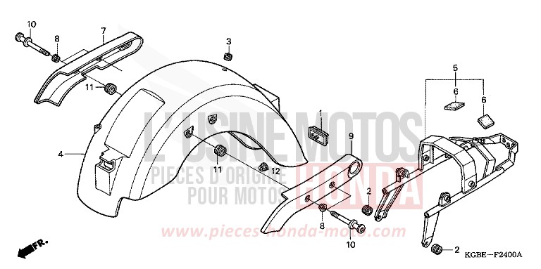 KOTFLUEGEL, HINTEN von Shadow VT125C ACCURATE SILVER METALLIC (NH146) von 2001
